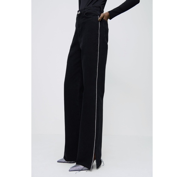 Zara Denim - Zara side jewel straight full length jeans